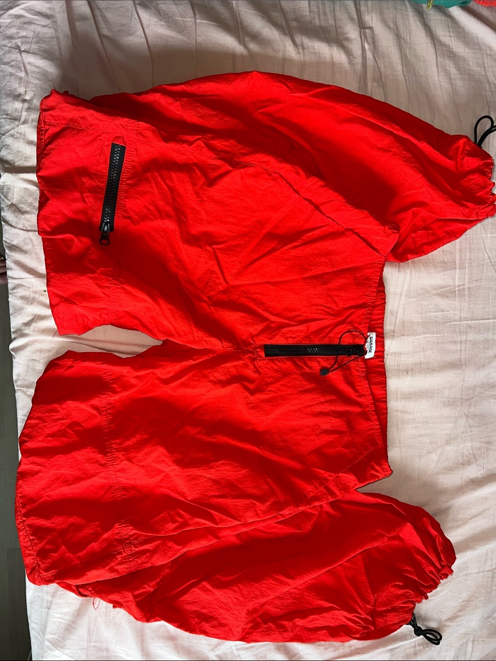 Garage Red  Waist Nylon pants